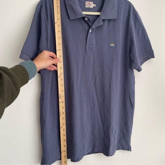 Faherty Straight Fit Cotton Short Sleeve Polo navy blue collared preppy academia - Picture 7 of 10